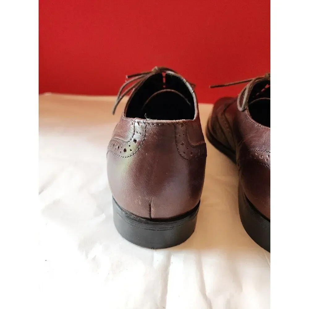 Asos Mens Brown Leather Lace Up Wing Tip Oxford Dress Shoes Size 9